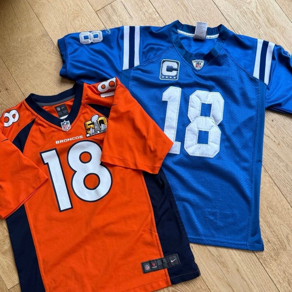 Peyton Manning #18 Jersey Lot Colts Broncos Nike NFL Youth Large Super Bowl 50